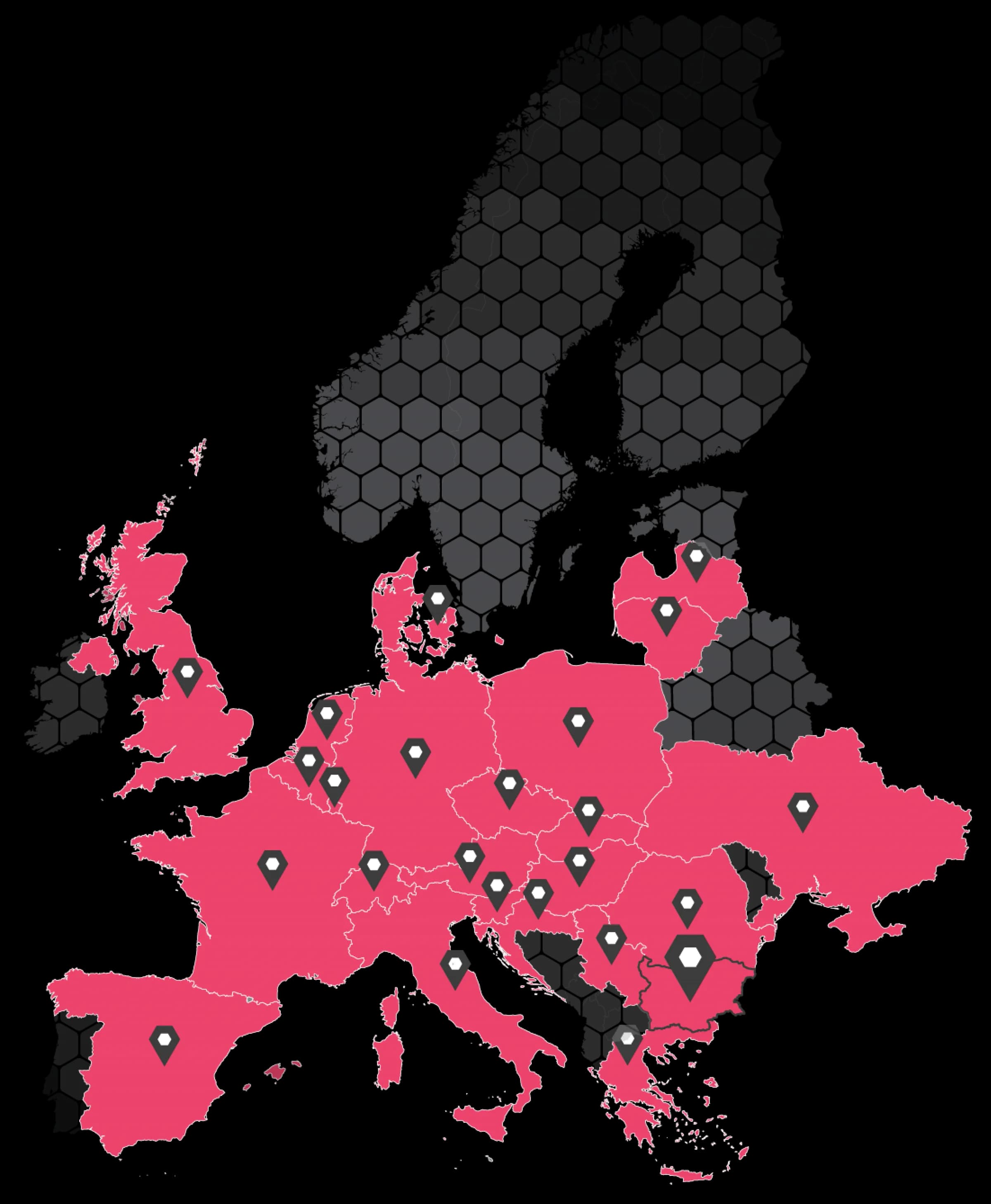 Map showing ILAN Transport coverage across Europe